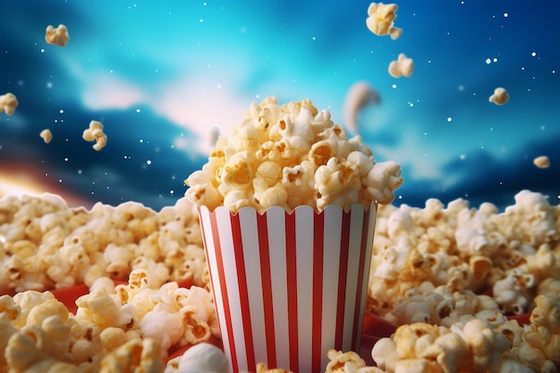 Popcorn-Zentrumstück in einem Theater Ambiance Generative von Ai