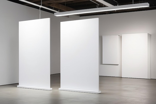 PopUp Art Gallery Artist Statements Signage Mockup com espaço branco vazio para colocar seu projeto