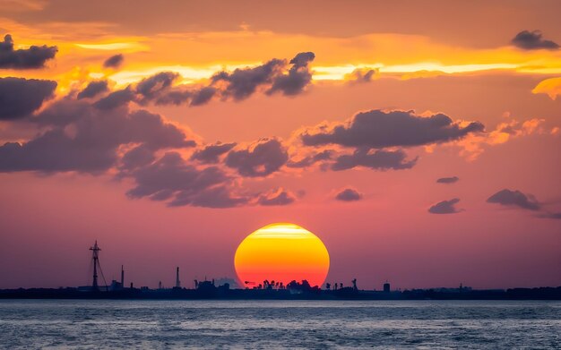 Pôr do sol ao redor do oceano