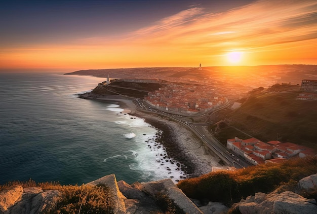 Pôr do sol cênico sobre o Oceano Atlântico