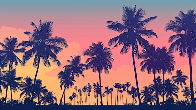 Pôr-do-sol com palmeiras IA generativa