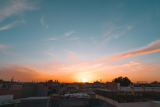 Pôr do sol da cidade de Marrakech