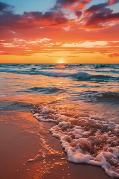 Pôr do sol dourado lançando brilho sereno sobre o tranquilo horizonte oceânico