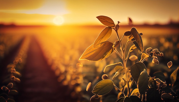 Pôr do sol em um prado rural cores vibrantes em todos os lugares ia generativa