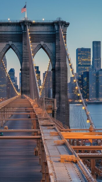 pôr do sol na ponte do brooklyn