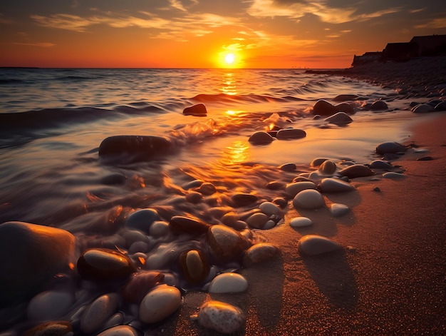 Pôr-do-sol na praia Ai Generative