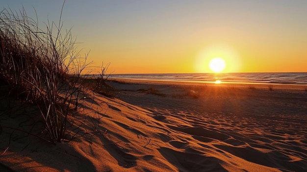 Pôr-do-sol na praia das dunas Generative Ai