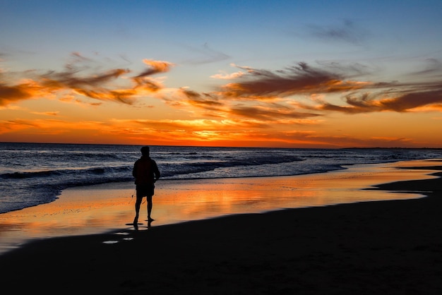 Pôr do sol na praia Uruguai