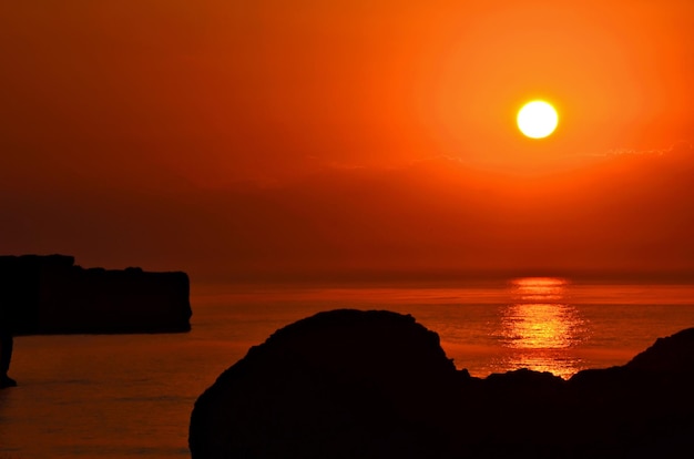 Pôr do sol nas praias das Astúrias.