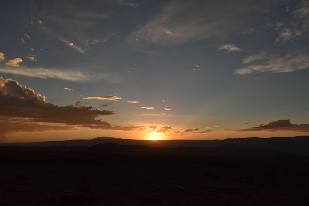 Pôr do sol no deserto do Atacama