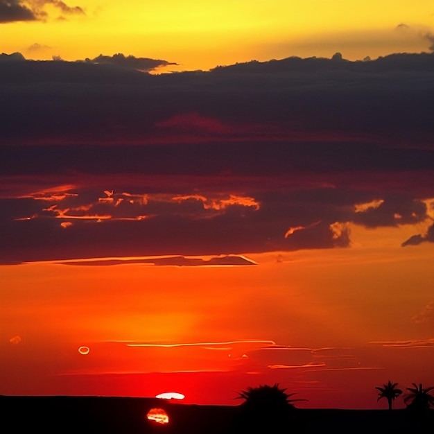 pôr do sol no lago Generative Ai