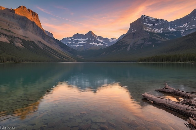 Pôr-do-sol no parque nacional St Mary Lake Glacier