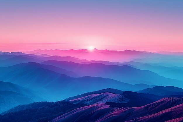 Pôr-do-sol sereno em cores pastel com design paisagístico minimalista e brilho calmante da noite