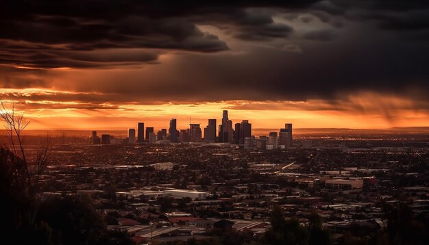 pôr do sol sobre a cidade pôr do sol na cidade IA generativa