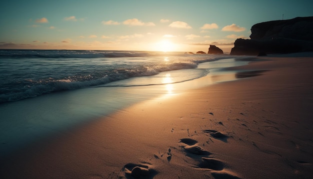 Pôr do sol sobre águas tranquilas, férias perfeitas geradas por IA