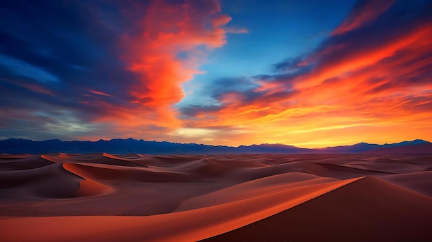 Pôr do sol sobre as dunas de areia