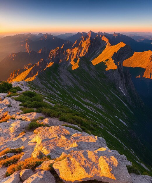 Pôr do sol sobre as montanhas