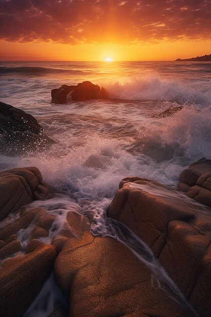 Pôr do sol sobre os papéis de parede do oceano