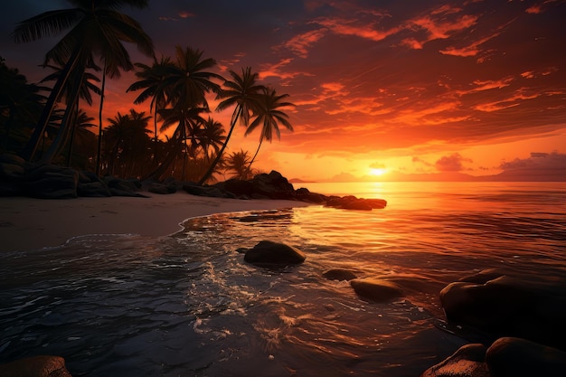 Pôr-do-sol sobre os trópicos Fotos de paisagens tropicais