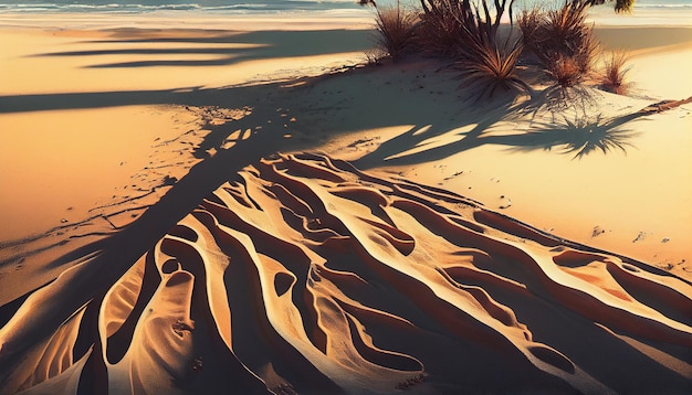Pôr do sol tranquilo na IA generativa da paisagem de dunas de areia africana