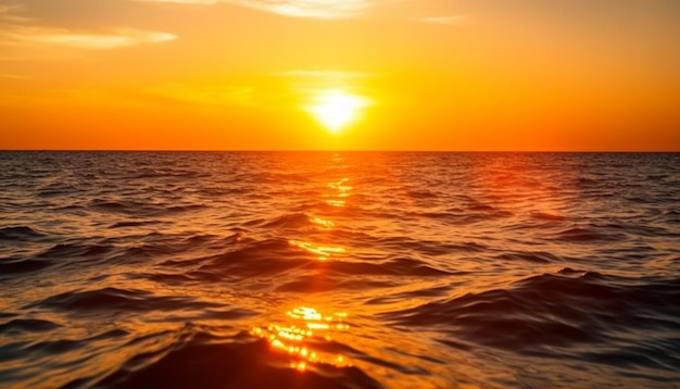 Foto pôr do sol vibrante sobre paisagem marítima tranquila, um paraíso tropical para relaxamento gerado por ia
