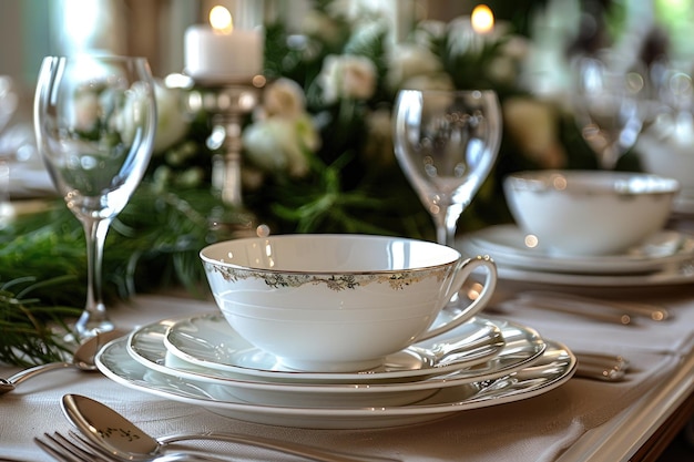 porcelana branca fina na mesa profissional de fotografia publicitária