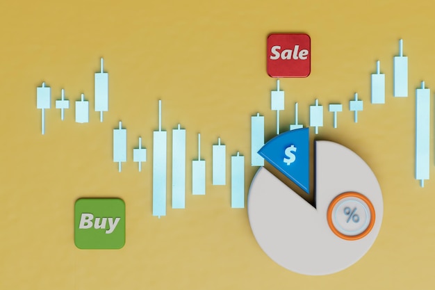 Porcentaje de ventas para un gráfico de período determinado de representación 3D de crecimiento de ingresos