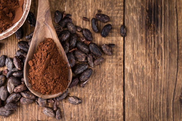 Porción de cacao en polvo