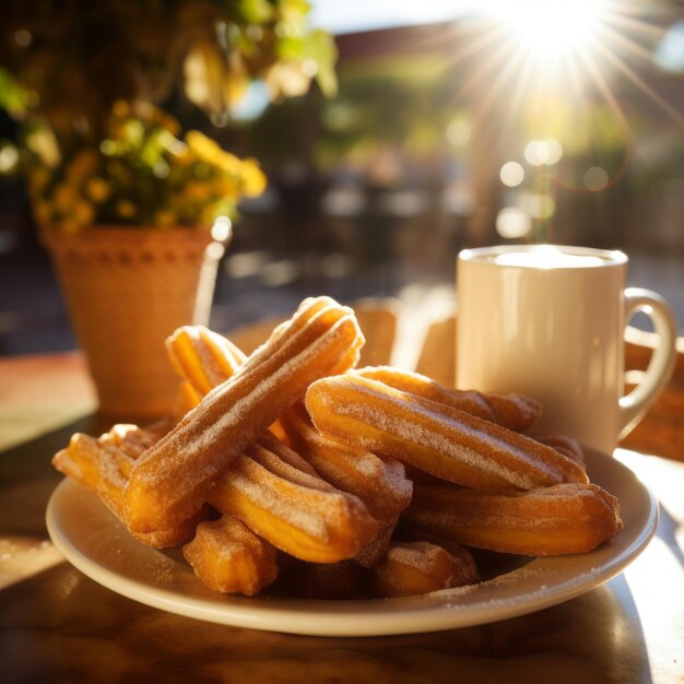 Foto porción de los churros para el desayuno