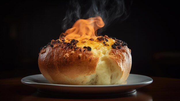 Porción de pan de queso de la cocina de Minas Gerais al horno y servido en la mesa Aperitivo de queso y jamón