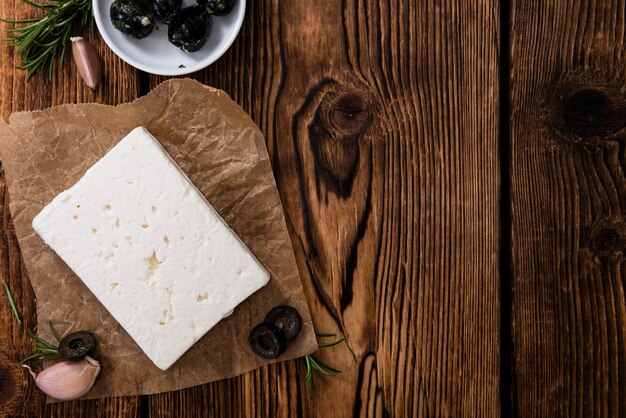 Porción de Queso Feta recién cortado