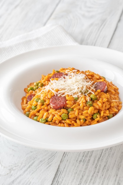 Porción de risotto de chorizo