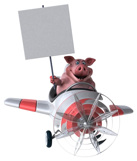Porco divertido - ilustração 3D