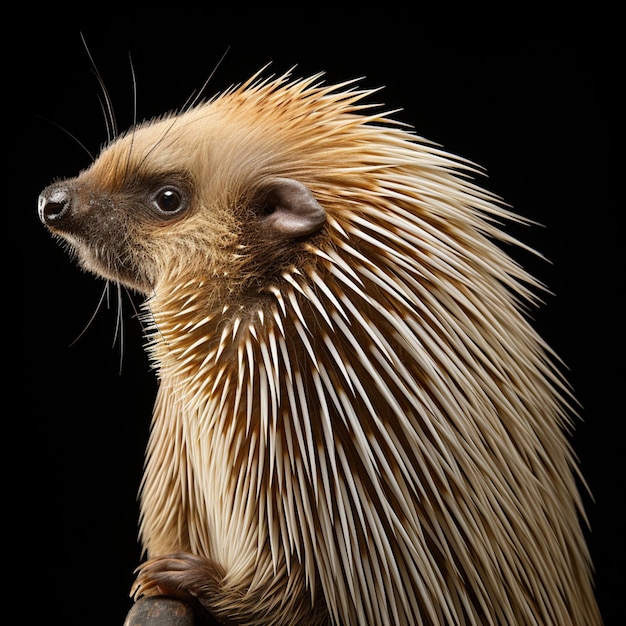 Foto porco-espinho do cabo hystrix africaeaustralis com espinhas eretas