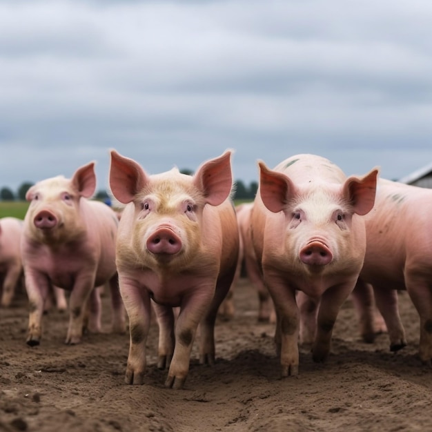 Porcos em uma fazenda