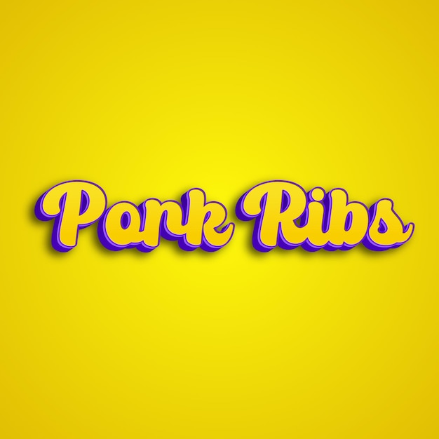 PorkRibs tipografia 3d design amarelo rosa branco fundo foto jpg