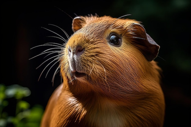 porquinho-da-índia engraçado sorrindo em fundo branco IA generativa