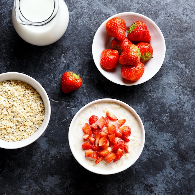 Porridge de avena con fresa