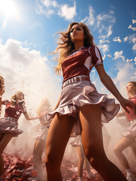 Porristas hermosa chica atlética con habilidades de baile