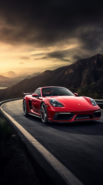 Porsche 718 Spyder RS rojo generado por IA