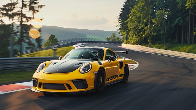 Foto porsche 911 gt3 rs en el nrburgring durante el día