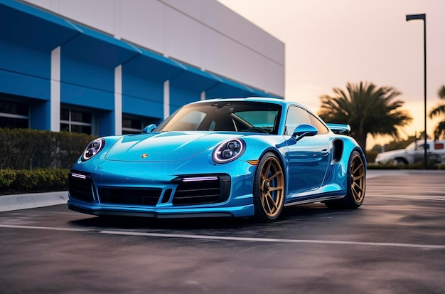 Porsche 911 turbo S azul fotorrealista