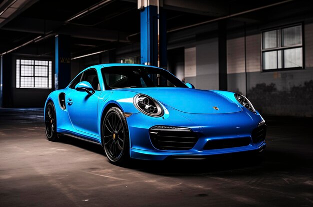 Porsche 911 turbo S azul fotorrealista