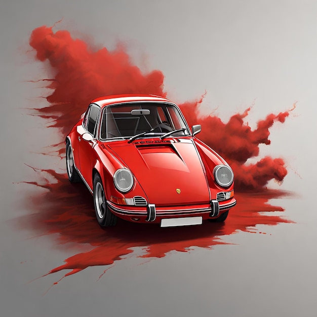 Porsche 911 vermelho acompanhado por uma nuvem de poeira cinzenta