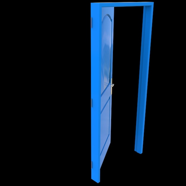 Porta azul Um caminho projetado para fácil acesso exibido em uma tela branca isolada