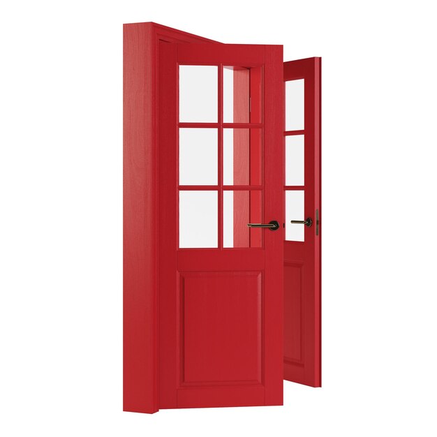 Porta de madeira isolada no fundo branco. renderização 3D.