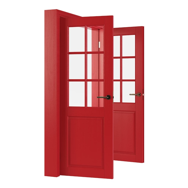 Porta de madeira isolada no fundo branco. renderização 3D.