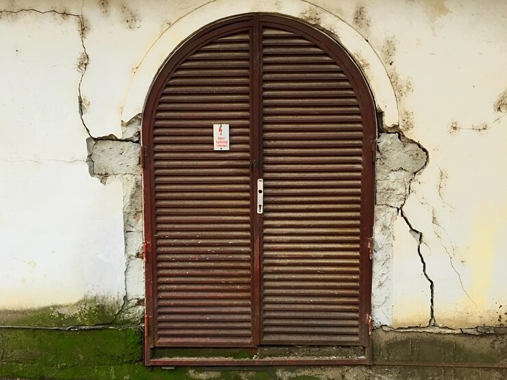 Foto porta fechada da casa.