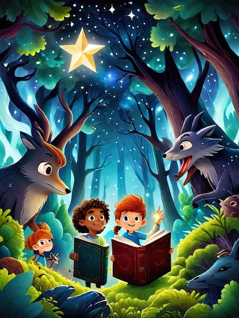 Foto la portada del libro de la aventura del bosque encantado kid
