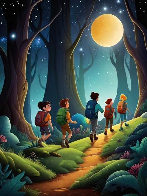 Foto la portada del libro de la aventura del bosque encantado kid